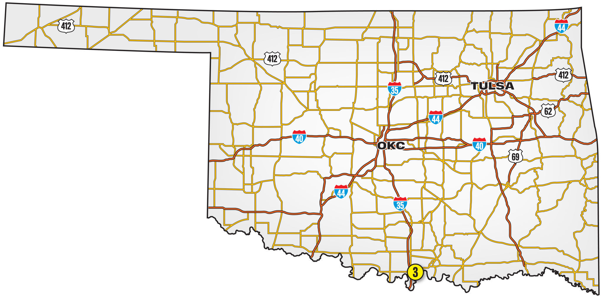 3. Near I-35 weigh station (Love County, just north of Texas-Oklahoma state line)